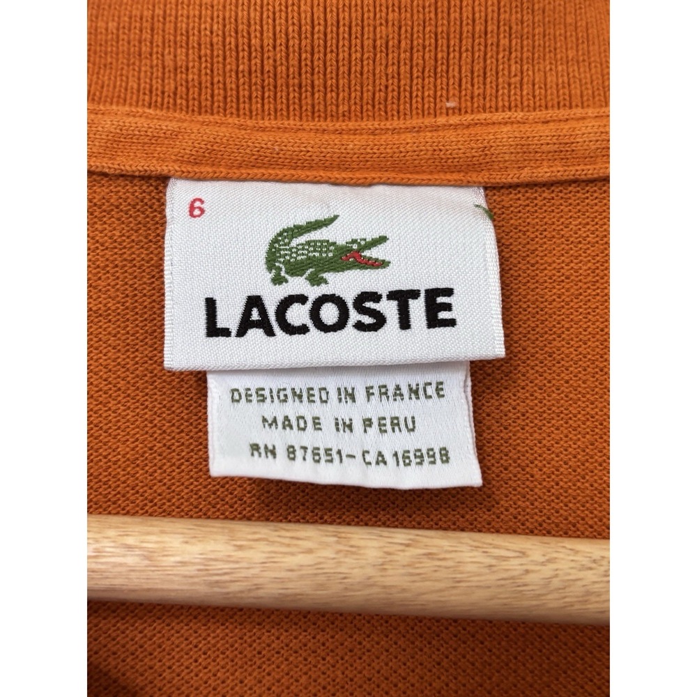 Men's Lacoste Pique Polo Short Sleeve Orange 100% Cotton Size 6 XL Golf Summer - Picture 4 of 5